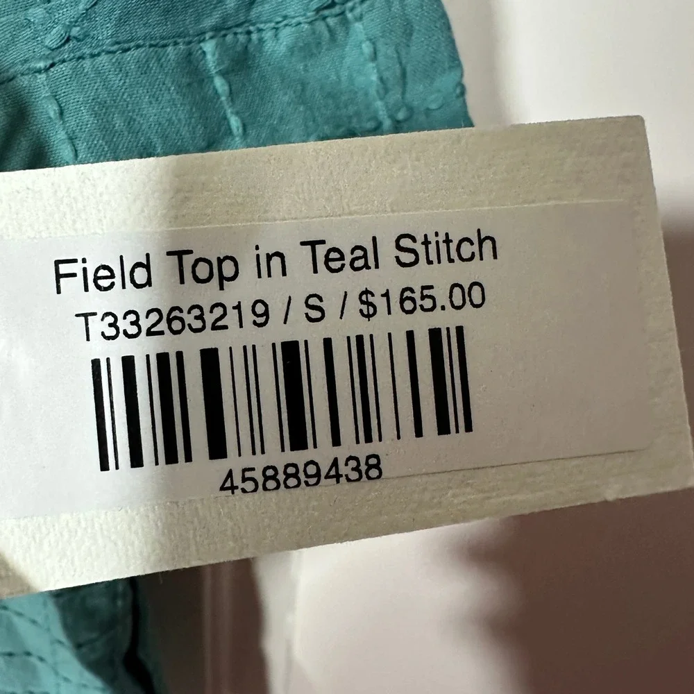 NWT MIRTH Field Top & Shorts Set Womens Small Teal Stitch Cotton Handmade Boho - Picture 4 of 11